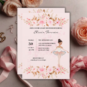 Cute Modern Little Ballerina Photo Baby Shower Invitation
