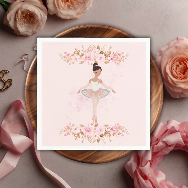 Cute Modern Little Ballerina Photo Baby Shower Napkin (Creator Uploaded)