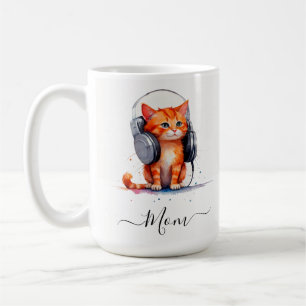 Cute Modern little Cat Mum Watercolor Orange Coffee Mug