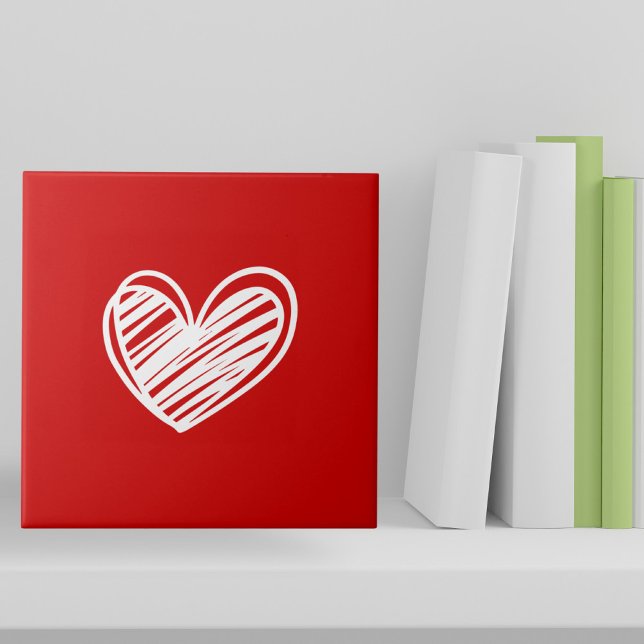 Cute Modern Love Elegant Romantic White Red Hearts Ceramic Tile (Creator Uploaded)