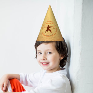 Cute Modern Martial Arts Karate Kids 8th Birthday Party Hat