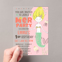 Cute Modern Mermaid Kid's Birthday Party