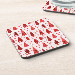 Cute Modern Minimalist Christmas Tree Forest Coaster