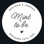 Cute Modern Mint To Be Wedding Mint Favours Classic Round Sticker<br><div class="desc">Modern Mint To Be Wedding Mint Favours Stickers</div>