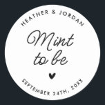 Cute Modern Mint To Be Wedding Mint Favours Classic Round Sticker<br><div class="desc">Modern Mint To Be Wedding Mint Favours Stickers</div>