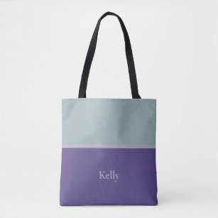 Cute Modern Monogram Name Blue Purple Elegant Tote Bag