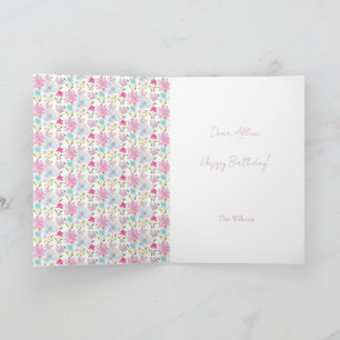 Cute Modern Monogrammed Watercolor Wildflower Card
