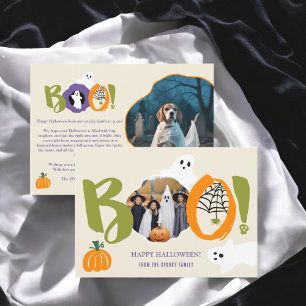 Cute Modern multi Boo ghosts 2 photos Halloween Holiday Card