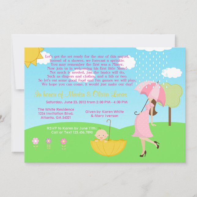 Cute Modern Mum and Baby Boy Baby Sprinkle Invitation (Front)