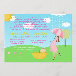 Cute Modern Mum and Baby Girl Baby Sprinkle Invitation