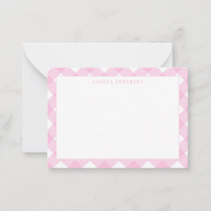 Cute Modern Pastel Blush Pink Gingham Plaid Check Card