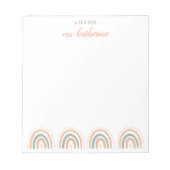 Cute Modern Pastel Boho Rainbow Teacher's Notepad (Front)
