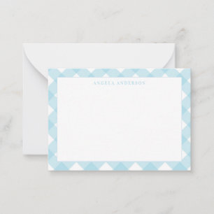Cute Modern Pastel Light Blue Gingham Plaid Check Card