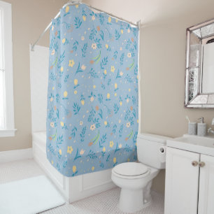 Cute Modern Pattern Nature Floral Blue Vintage Shower Curtain