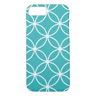 Cute Modern Pattern Overlapping Circles Aqua White iPhone 8/7 Case