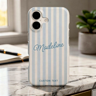 Cute Modern Personalised Coastal Blue Striped