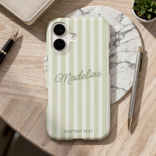 Cute Modern Personalised Coastal Sage Striped