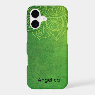 Cute Modern Personalised Name Green Mandala 