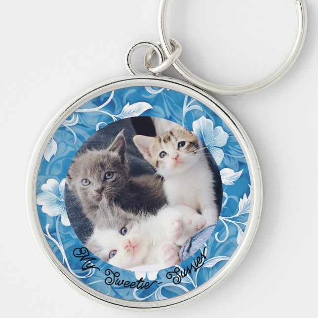 Cute Modern Personalised Pet Memorial Keychain (Front)