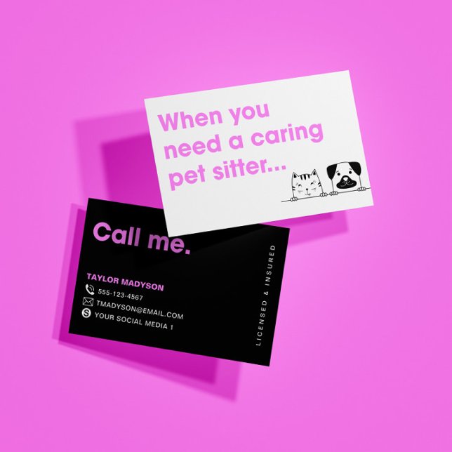 Cute Modern Pet Sitter Cat Dog Business Card (Creator Uploaded)