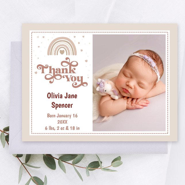 Cute Modern Photo Baby Girl Thank You Postcard (Creator Uploaded)