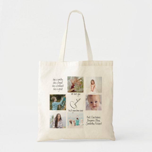 Cute Modern Photo Collage Best Grandma Ever       Tote Bag (Front)