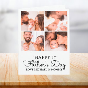 Cute Modern Photo Collage Happy First Fathers Day Card
