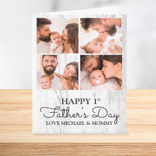 Cute Modern Photo Collage Happy First Fathers Day Card