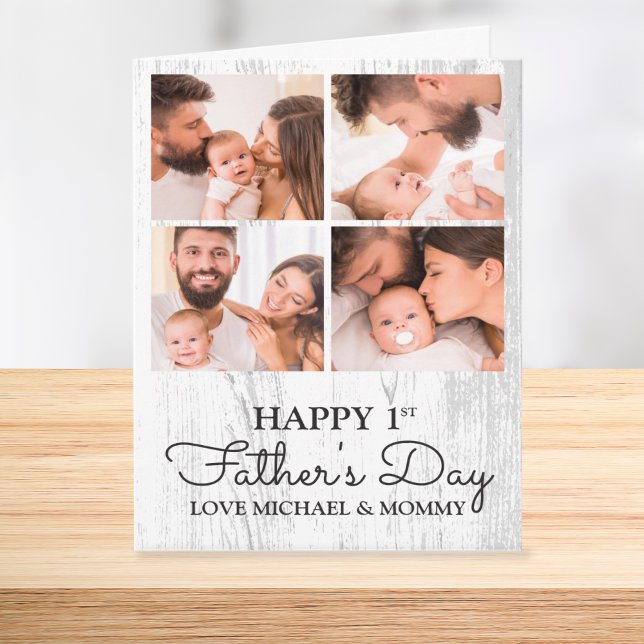 Cute Modern Photo Collage Happy First Fathers Day Card (Cute Modern Photo Collage Happy First Fathers Day Card)