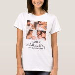 Cute Modern Photo Collage Happy First Mothers Day T-Shirt<br><div class="desc">Happy First Mother's Day! If you need the perfect photo collage item to wish a new mum a happy first Mother's Day,  then customise this item with your own photos of mum and baby. Behind the photos is a white rustic wood background.</div>