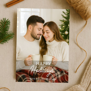 Cute Modern Photo Happy Holidays Holiday Card