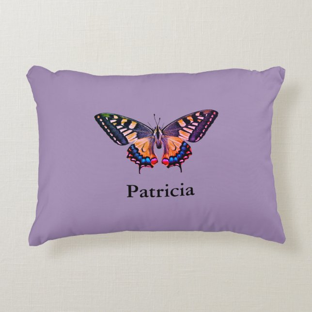 Cute Modern Photography Butterfly Add Name Decorative Cushion (Front)