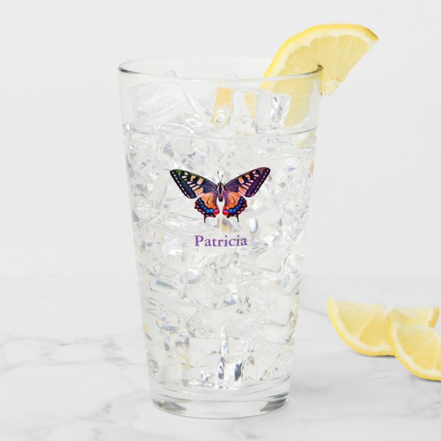 Cute Modern Photography Butterfly Add Name Glass (Back Ice)