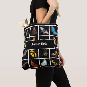Cute Modern Photography Butterfly Add Name Tote Bag