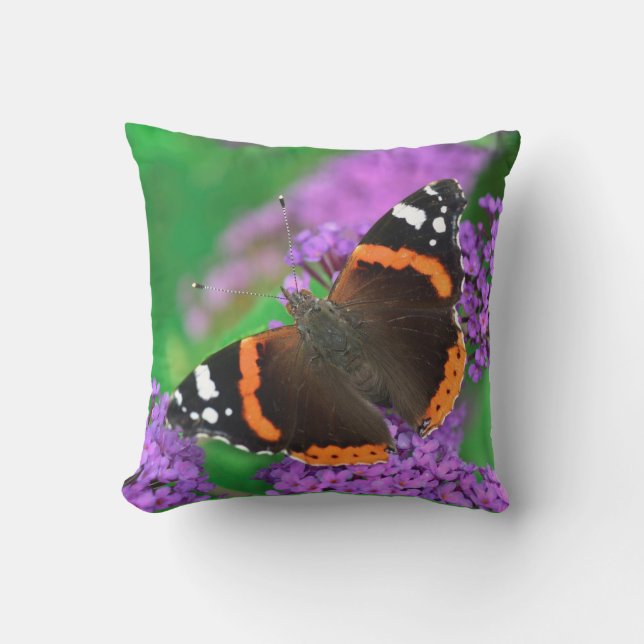 Cute Modern Photography Butterfly and Flower  Cushion (Front)