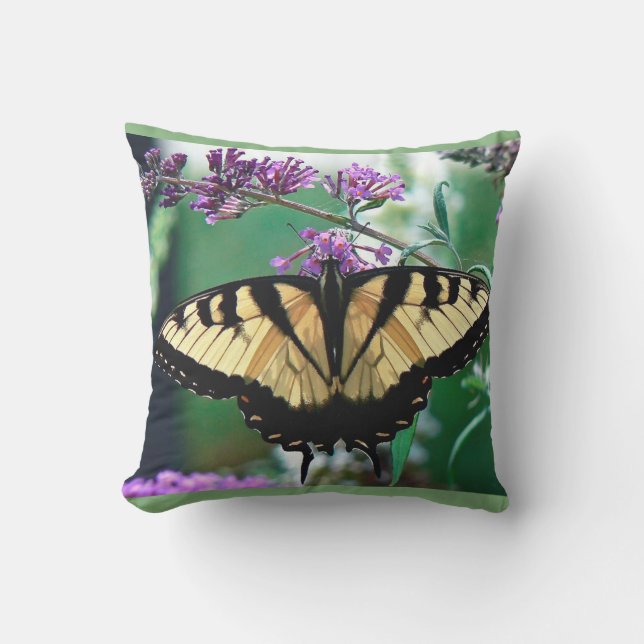 Cute Modern Photography Butterfly and Flower Cushion (Front)