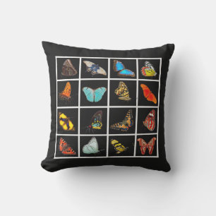 Cute Modern Photography Butterfly Black Cushion