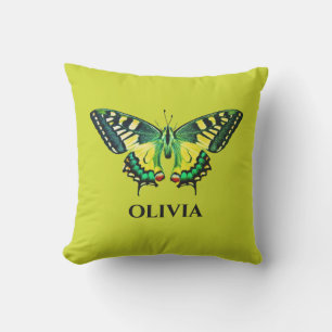 Cute Modern Photography Butterfly Green Cushion