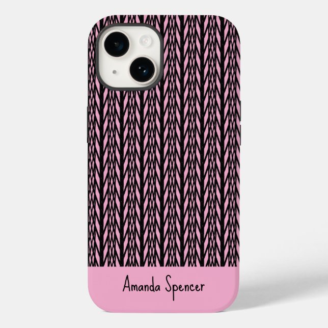 Cute Modern Pink and Black Pattern Case-Mate iPhone Case (Back)