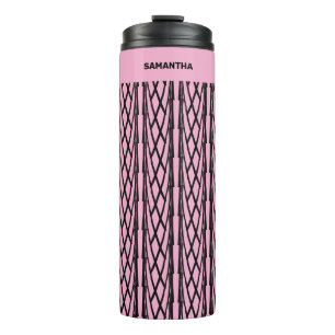 Cute Modern Pink and Black Pattern Thermal Tumbler