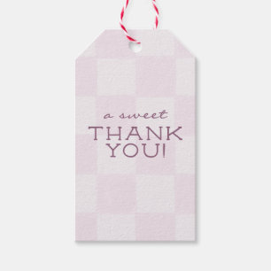 Cute Modern Pink Chequered Baby Shower Gift Tags