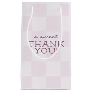 Cute Modern Pink Chequered Baby Shower Small Gift Bag