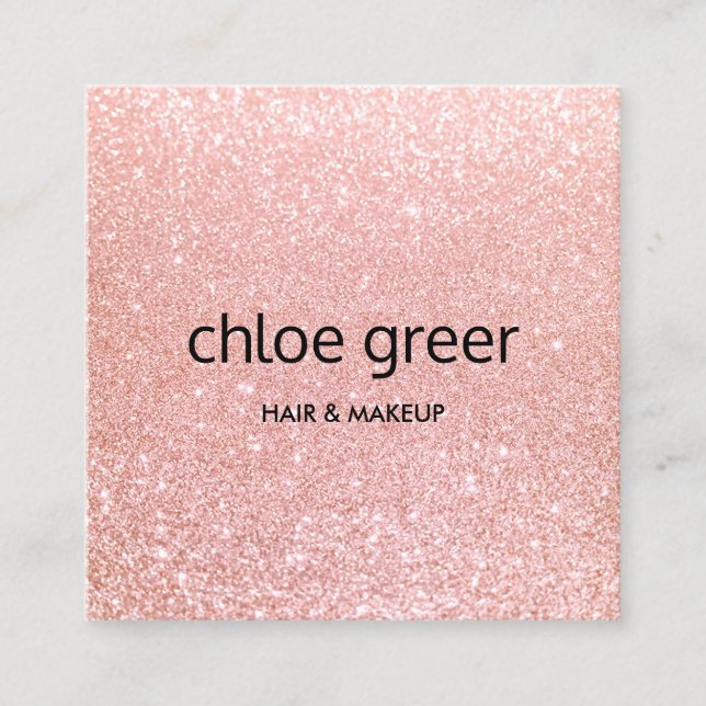 Cute Modern Pink Glitter Beauty Salon Square Business Card (Front)