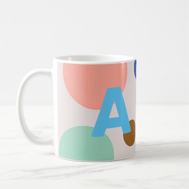 Cute Modern Polka Dot Monogram Coffee Mug (Left)