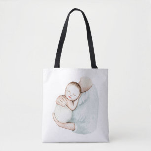 Cute Modern Pregnancy Mum & Baby Simple Watercolor Tote Bag