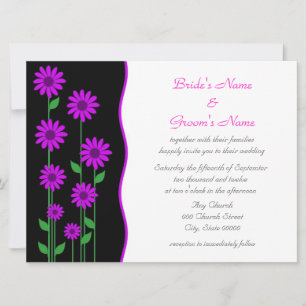 Cute Modern Purple Flowers Wedding Invitation