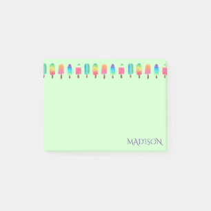 Cute Modern Purple Green Popsicle Pattern Girly Post-it Notes