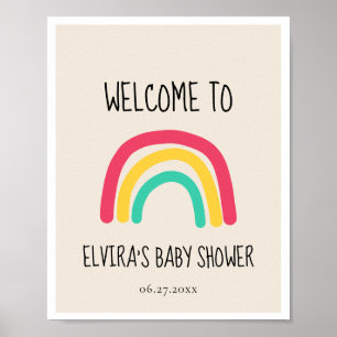 Cute modern rainbow Baby shower welcome Poster