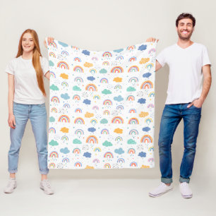Cute Modern Rainbows and Clouds Pattern Fleece Blanket
