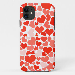 Cute Modern Red Heart Pattern iPhone 11 Case